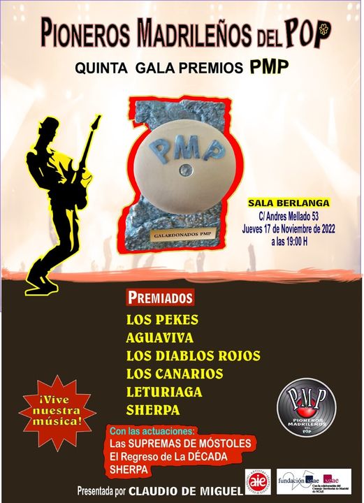 El próximo jueves día 17, se celebrará la 5ª Gala de Premios de los Pioneros Madrileños del Pop - corporate.es